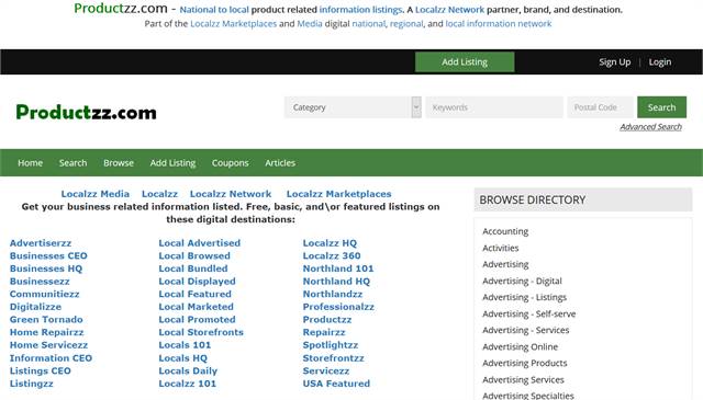 Productzz.com - National to local product related information listings.