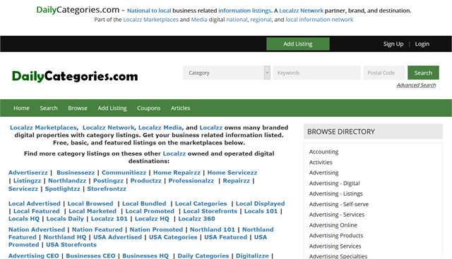 DailyCategories.com  - National to local information listings and local information categories.