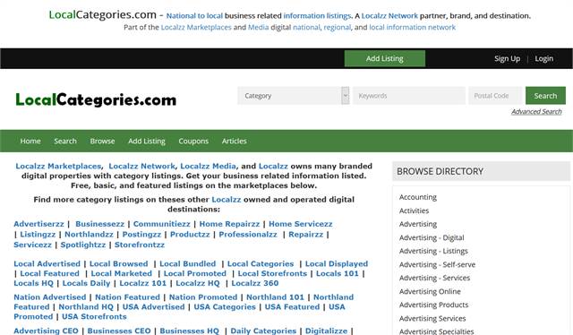 LocalCategories.com - National to local  related information listings.